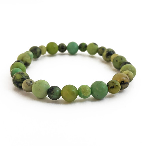 Chrysoprase 6mm & 8mm Bead Bracelet on white background
